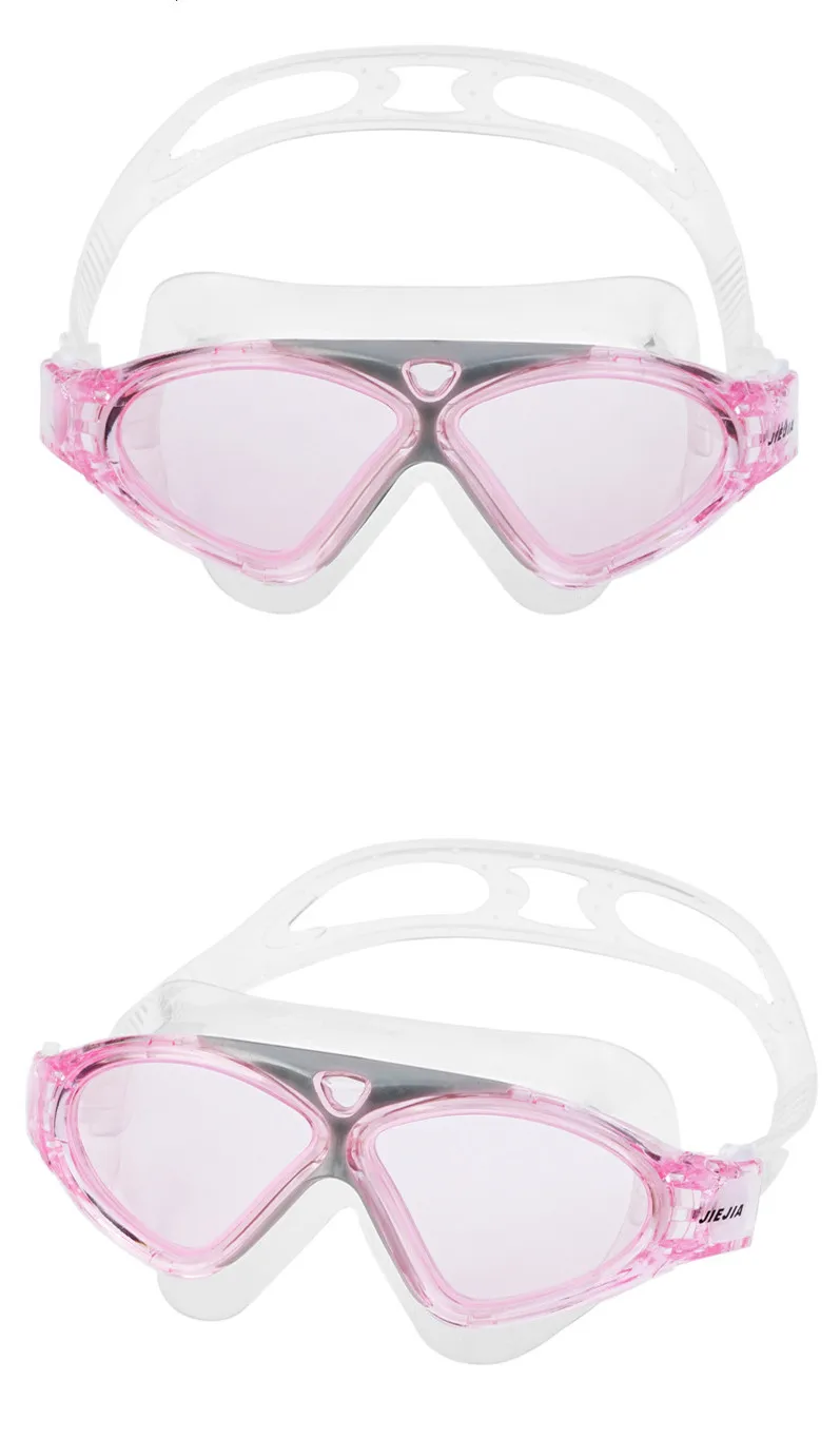 big frame Swimming goggles Anti-fog Waterproof swim glasses with Earplug Pool cap for Men Women Adult Sports Diving Eyewear