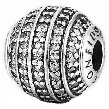 

Top Quality 925 Sterling Silver Bead Charm CONFIDENCE With Clear Cubic Zirconia Beads Fit Pandora Essence Bracelet Diy Jewelry