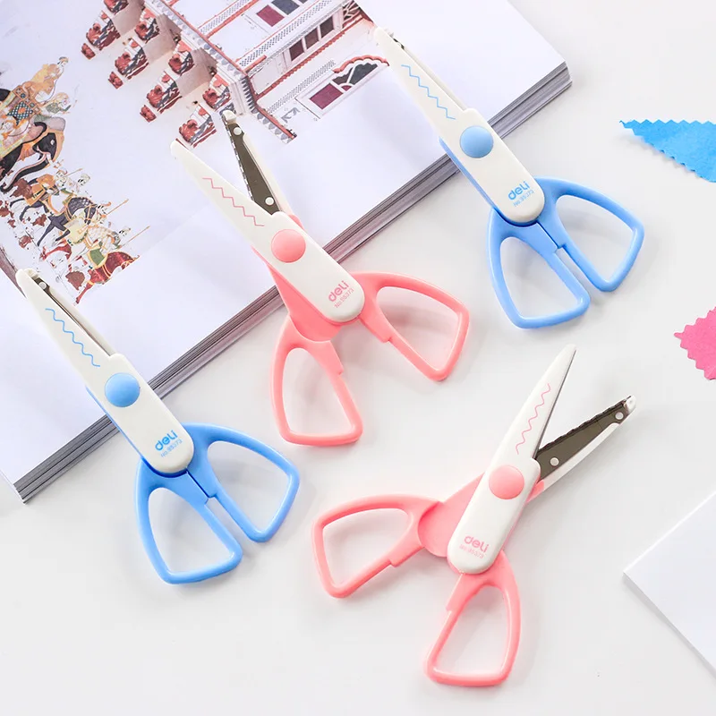 

Deli 95373 Lace Scissors Safe Paper Cutting Decorative Pattern Photo Wave Sawteeth diy pda Children Handwork Scissors
