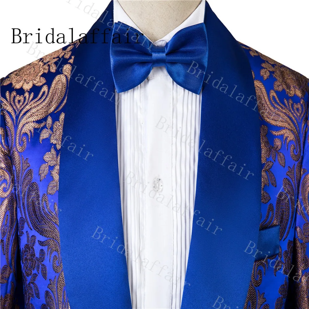 Bridalaffair костюм для жениха джентльмен шаль лацкан блестящие васильковые, золотые вечерние смокинги жениха с цветами для мужчин костюм из 3 предметов