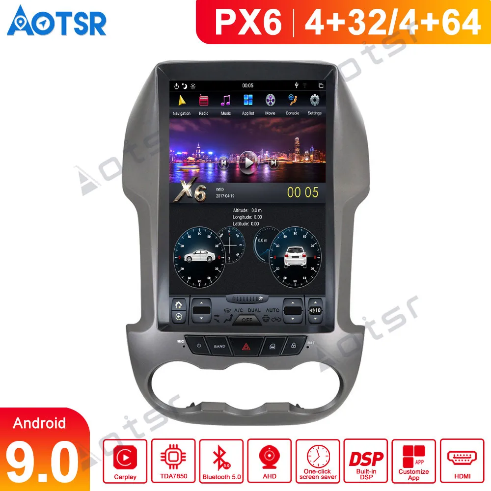 Tesla Style Screen Newest Android 9 0 RAM 4G ROM 64GB Car DVD Player GPS Navi car Radio For Ford Ranger 2011 2016