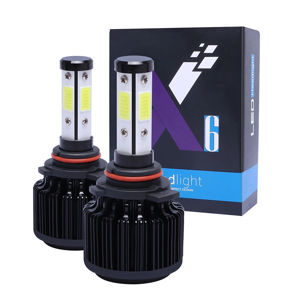 

1PC/2pcs Car Headlights H7 LED H4 LED H11 LED 9012 H13 5202 9004 9005 9006 9007 4-Sides Headlight Kit Hi/Lo Power Bulb 6500K