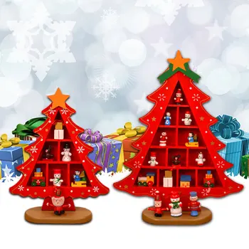 

Xmas Decorations Wooden Christmas Tree Innovation Scene Layout t Decoration Three-dimensional Red Xmas Table Desktop Decoration