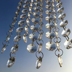 5m-100m 14mm Octagon Beads With Metal Chandelier Lighting Hooks Crystal Chain Garland For Transparent Crystal Beads Curtain