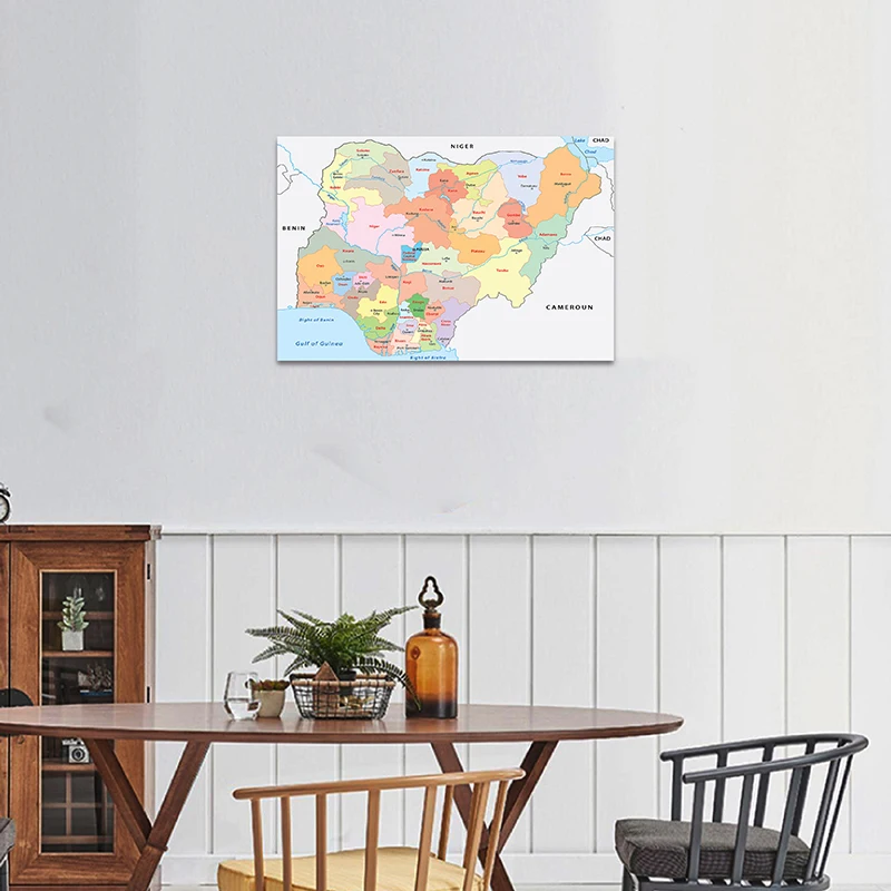 59*42cm The Political Map of Nigeria Poster and Print Study/Living Class Room Wall Art Pictures Canvas Paintings Home Decoration