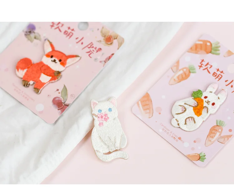 Cute Embroidery Stickers kawaii Sticker DIY Decorative Journal Cover Storage Bag Scrapbooking Stationery School Ofiice Supply