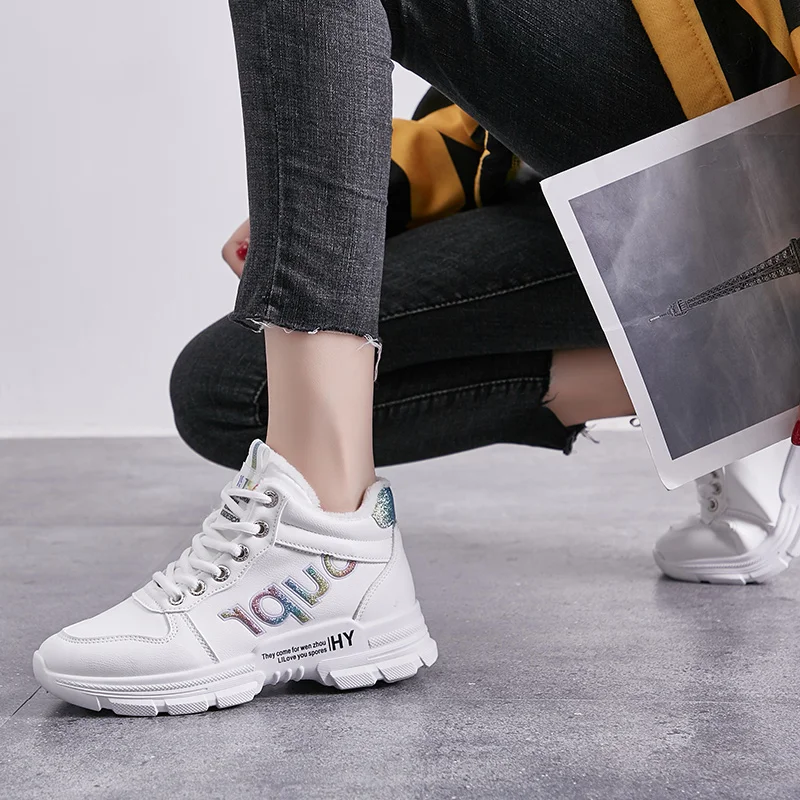 

New style casual wear, flannel, warm, thick bottom, daddy's shoes, student's antiskid white shoes and cotton shoes.