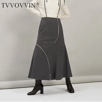 

High Waist Gray Split Joint Bandage Temperament Trumpet Half-body Skirt Women Fashion Tide New Spring Autumn 2020 1N373