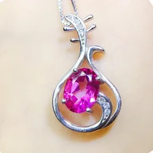 Натуральный голубой розовый топаз lute Стиль Ожерелье Подвеска Серебро 925 пробы 1.6ct драгоценный камень Q910247