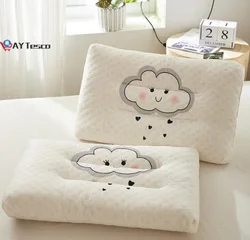 AY Tesco almohada de látex Natural para cama de bebé, almohadas con estampado de dibujos animados para niños de 0 a 12 años