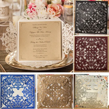 

Wishmade 1pcs Laser Cut Wedding Invitations Card with Envelopes and Seals Engagement Birthday Baby Bridal Party supplies