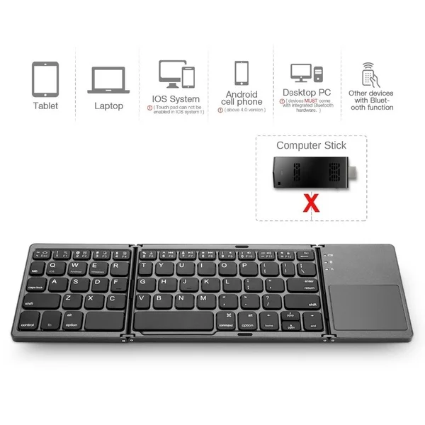 Mini Portable Folding Bluetooth Keyboard Wireless Foldable Touchpad Keypad for IOS Android Samsung Windows Ipad Tablet Notebook