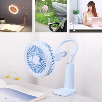 

Portable USB Fan flexible with LED light 2 Speed Adjustable Cooler Mini Fan Handy Small Desk Desktop USB Cooling Fan for child
