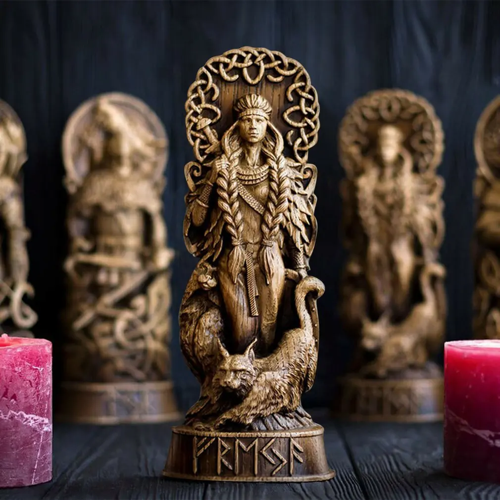 Freyja Statue Freya Norse Gods Carving Altar Heathen Asatru Viking God Goddes Sculpture Scandinavian Pantheon Resin Ornaments | Дом и сад