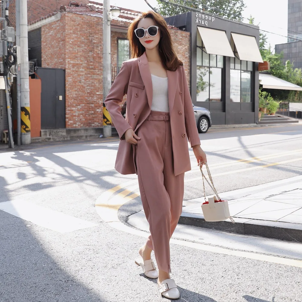 

Fashionable Suit Set 2019 Autumn New Style WOMEN'S Dress Retro Smart Young-Style Coat + High-Waist Pants Two-Piece Set