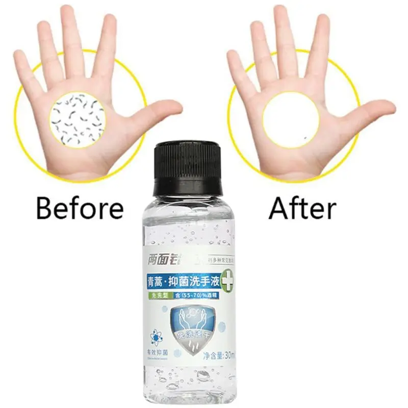 

30ml Travel Portable Mini Hand Sanitizer Anti-Bacteria Moisturizing Disposable No Clean Waterless Clear Bottle Sha