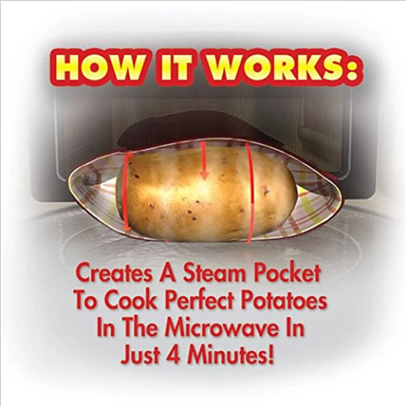 Microwave Cooking Bags WALFOS 5/10PCS Washable For Oven Quick Steam Pocket In 4 Minutes Easy Cooking