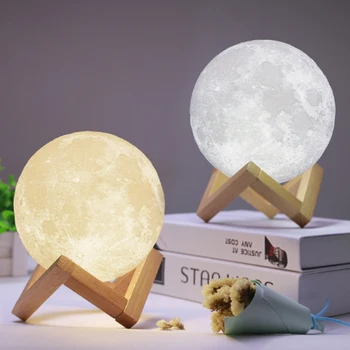 

3D Moon Lamp USB LED Night Light Moonlight Touch Sensor 16 Color Remote Changing Bedroom Romantic Table Lamps Home Decoration