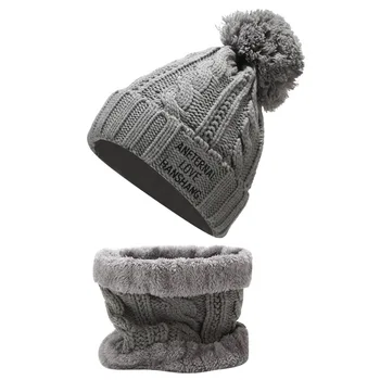 

WinterHat and Scarf set for Women Men Kitted Wool Winter hats for Women Hat Scarf set Beanie velvet wool winter accessories