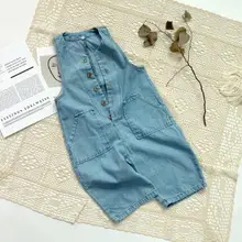 Новые джинсовые комбинезоны для мальчиков и девочек весенние модные длинные штаны для детей От 2 до 7 лет, PP881