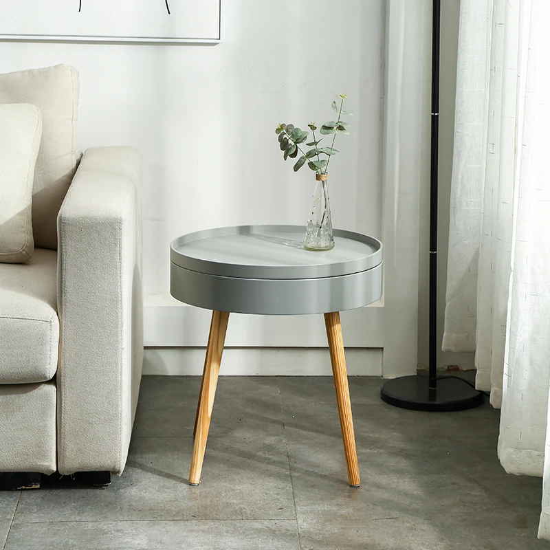  Solid Wood Nordic Creative Coffee Table Simple Side Sofa Side Table Corner Bed Round Table Modern E