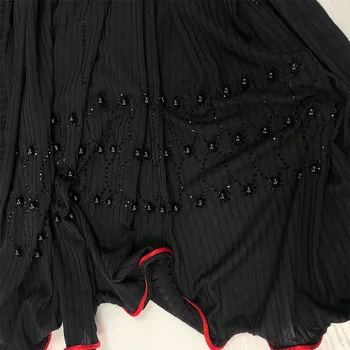 

pleated one side redline D12 soft luxury jersey Scarf hijab with diamonds and pearls For netherlands Islamic muslim Women