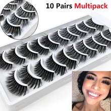 LADYLUNA 1/10Pair Handmade Mixed Wispy Fluffy Natural Thick Long 5D Mink Real Hair False Eyelashes Extension Beauty Makeup Kit