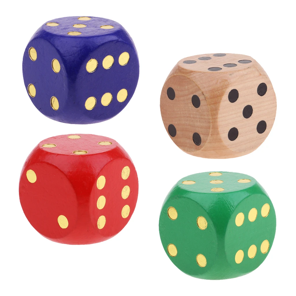4x Wood D6 Dices 5cm Kids Children Teaching Table Games for D&ampD RPG Players | Спорт и развлечения