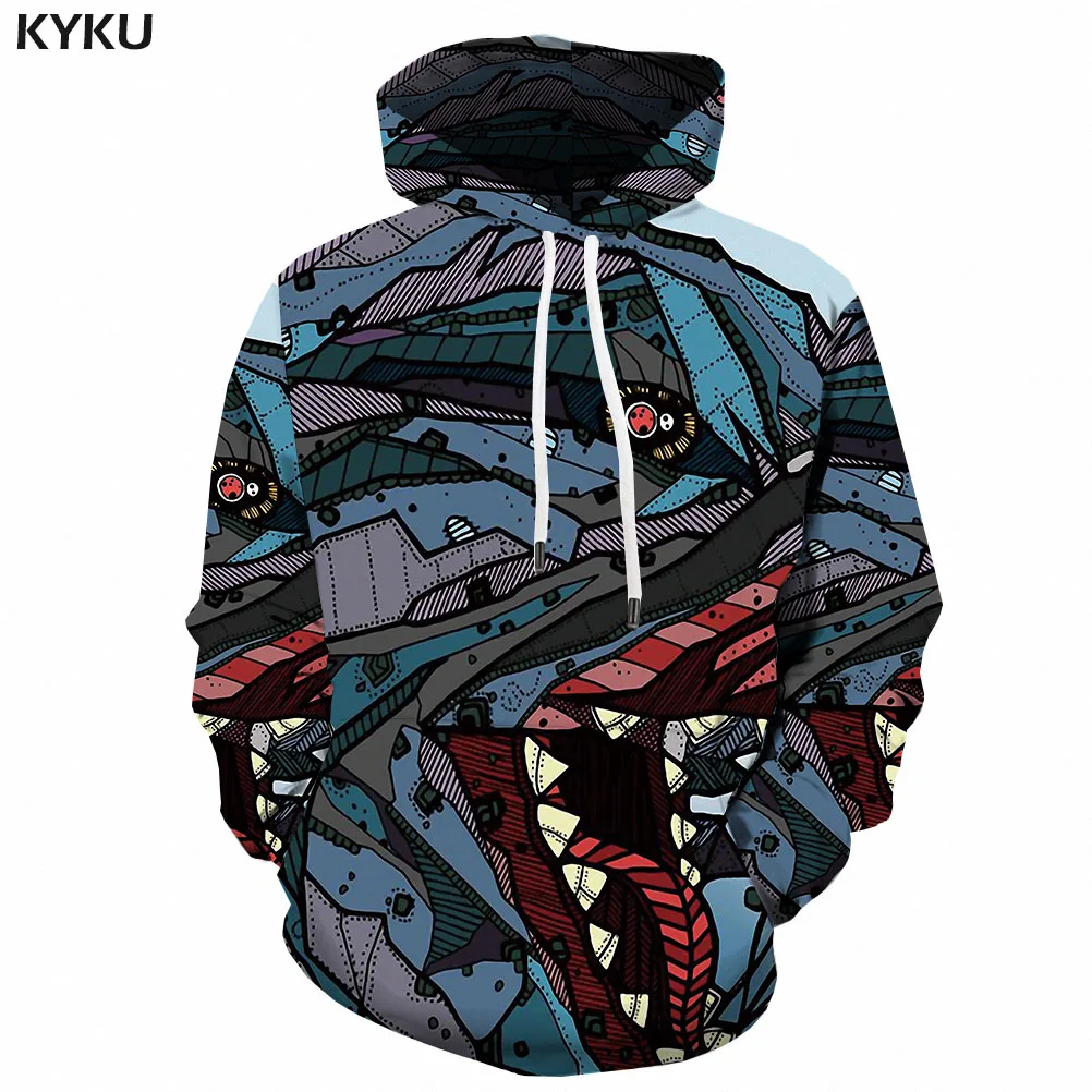 

KYKU Brand Psychedelic Hoodie Men Abstract Hooded Casual Demon Hoody Anime Graffiti 3d Printed Sweatshirt Printed Unisex Funny