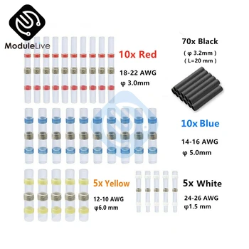 

100pcs 1 Box Heat Shrink Solder Shrinkable Sleeve Waterproof Wire Line sealing Crimp Butt Terminals Terminator Conector