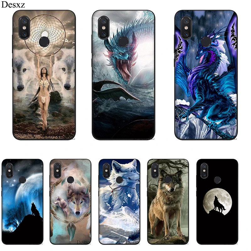 Phone Case TPU For Xiaomi Mi 6 8 A3 Pro CC9E 9T MAX 3 9 SE F1 A1 A2 Lite 5X 6X Cover Wolf Dragon Animals Shell | Мобильные телефоны