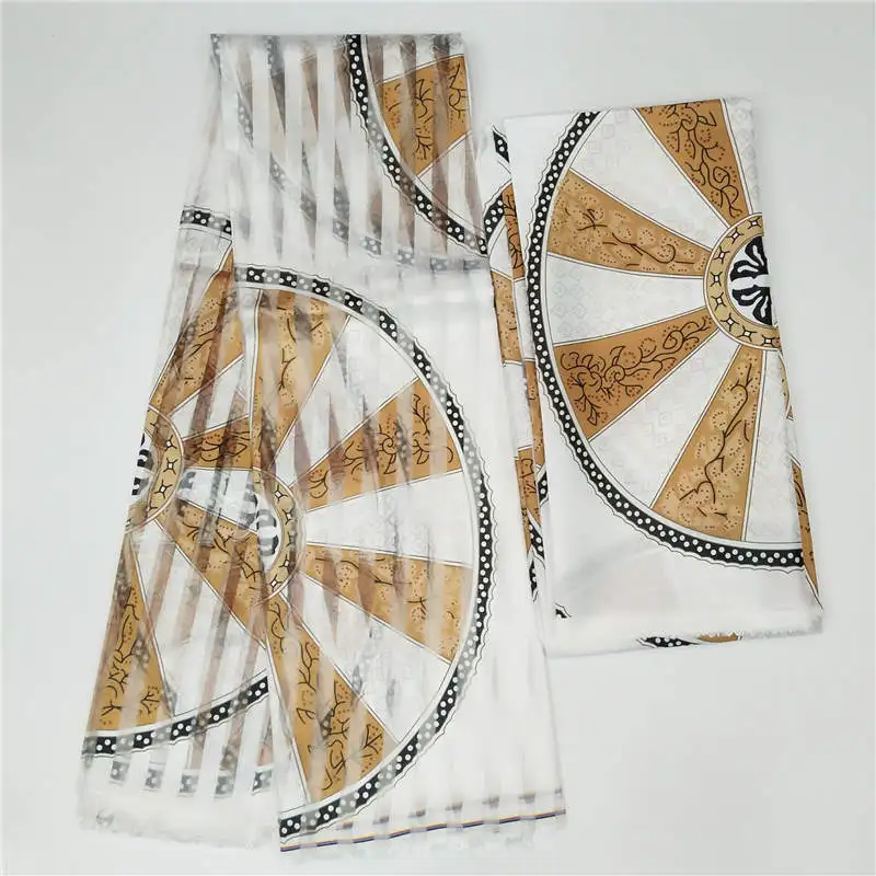 Горячая имитированный шелк Африканский принт ткань органза и лента для одежды материал ткань! F8101