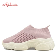 Aphixta/вязаные носки; женские кроссовки из эластичной ткани; женская обувь; дышащие мягкие туфли на плоской подошве; большие размеры 43