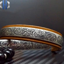 Дизайн браслет из стерлингового серебра 925 пробы винтажный браслет с гравировкой для пары браслет EDC