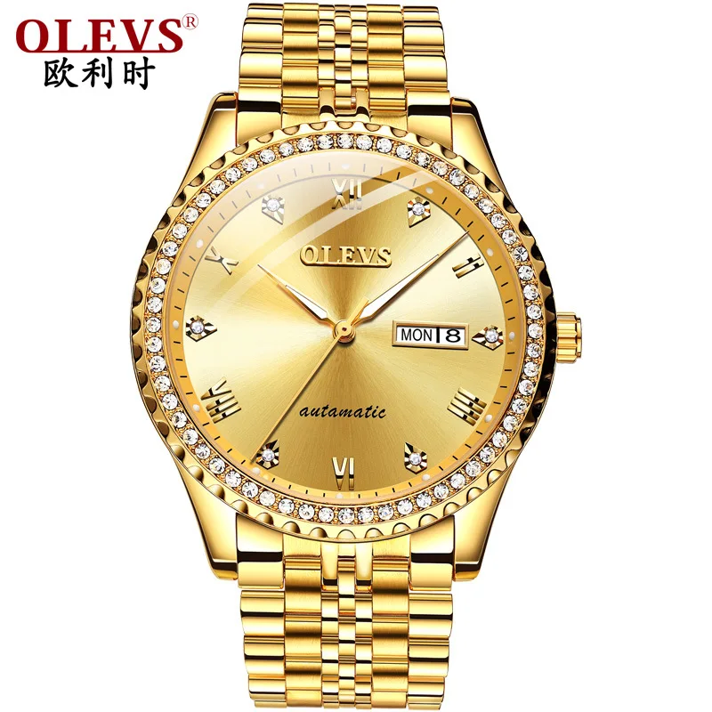 

OLEVS New Style Fashion Automatic Analog Watch Night Light Waterproof MEN'S Watch Customizable
