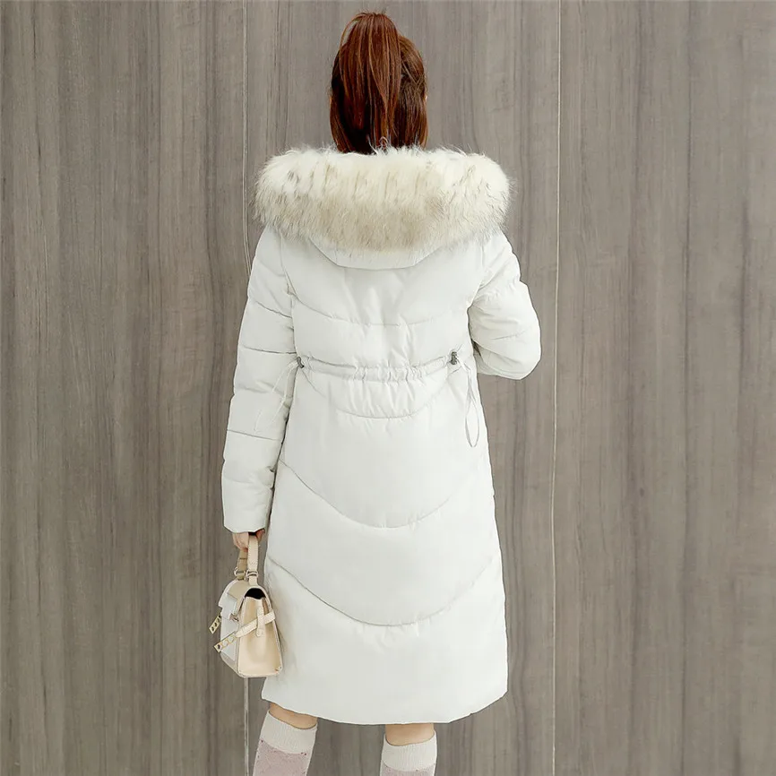 Winter Coat Women With Thick Cotton Long Fashion Women Winter Coat Faux Fur Hooded Collar Long Jackets Warm Thicken Padded Coat