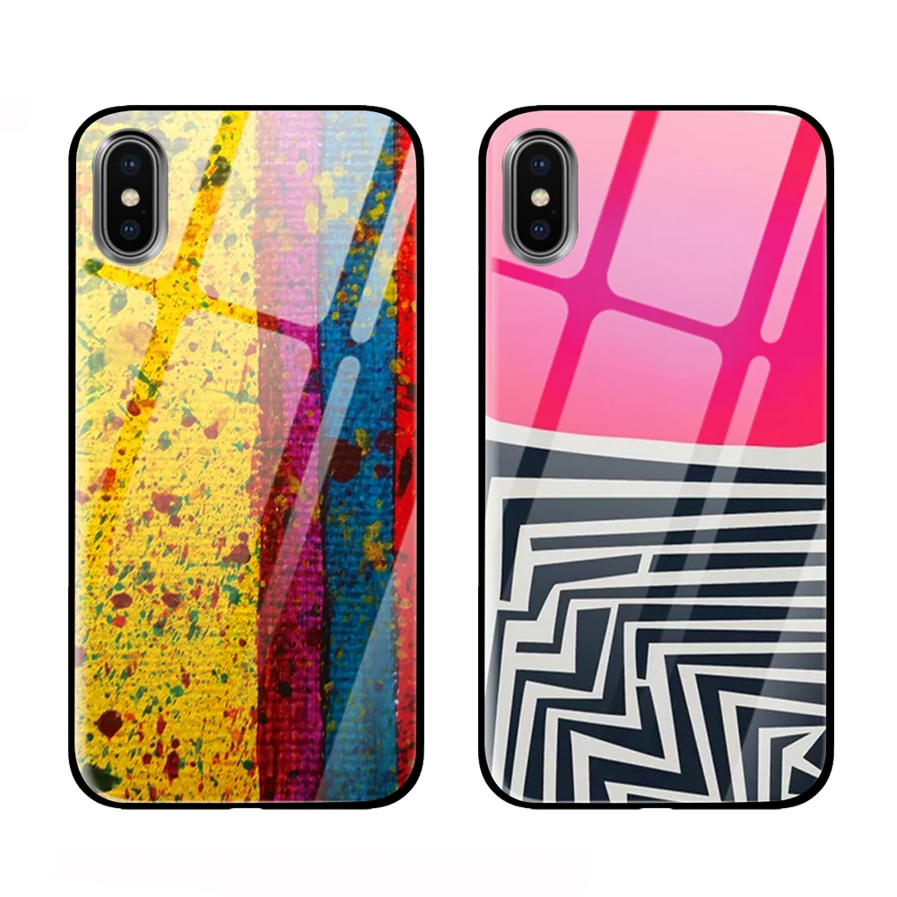 Радужные цвета для iPhone 5 5S SE 6 6s 7 8 Plus X XS Max XR закаленное стекло чехлы для телефонов
