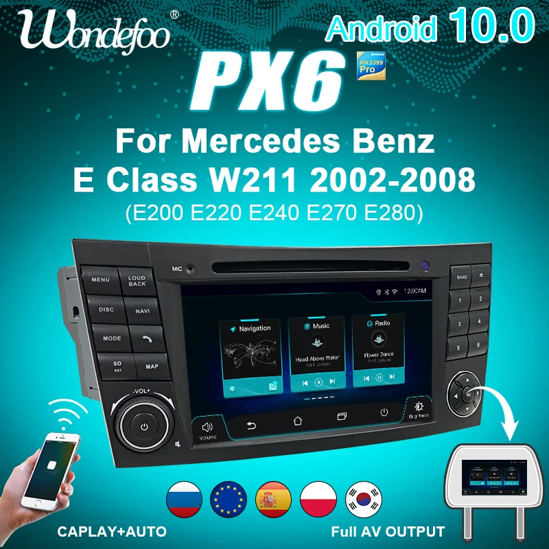 Px6 2 Din Android 10 Auto Radio Mit Bildschirm Fur Mercedes Benz E Klasse W211 E200 E220 E300 E350 E240 E270 E280 W219 Carplay Stereo Car Dvd Player Din Car Dvd Player2 Din