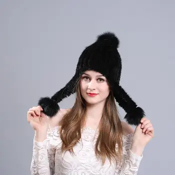 

Autumn winter mink hat Women fur knitted hat Warm fashion Ear Protection Cap authorized strength thickening vender wholesale