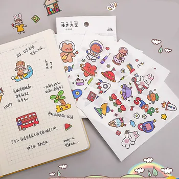 

4pcs/set Kawaii Cartoon Stickers DIY Student Handbook Diary Material Stickers Paper Self-Adhesive Decoration School Supplies