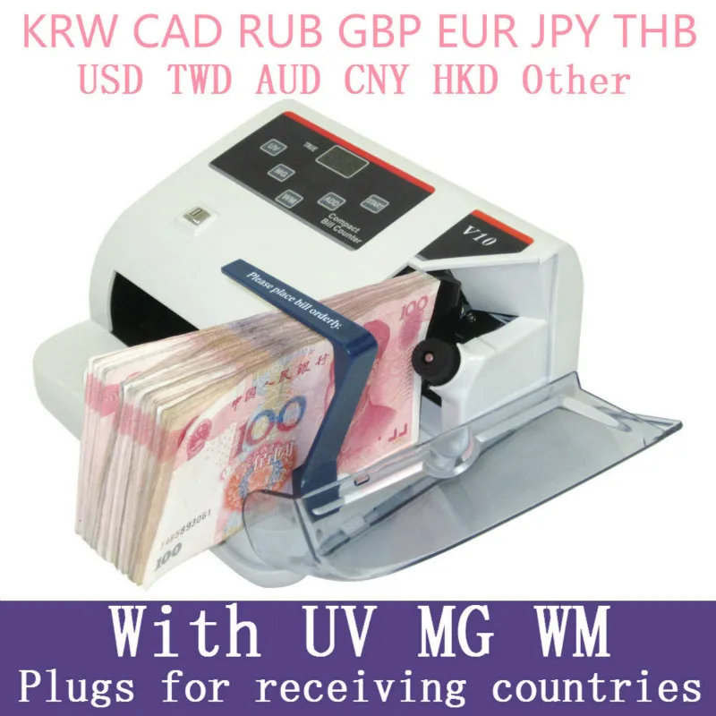 Portátil do Banco com o Mini uv do mg wm para a Maioria dos Contadores de Dinheiro das Notas Mini Detector Manual Contador Equipamento Financeiro Eu-v10