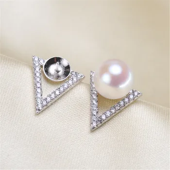 

oysters Pearl Earring Accessories Copper Silver Plating Earring Clasps Hooks Findings With Loop Clasp Base For Diy YYED-123