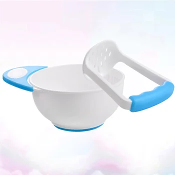

1 Suit Baby Kid Baby Food Masher Plastic Serve Bowl Handmade Fruit Food Grinding Bowl Food Mill Bowl(Sky-blue)