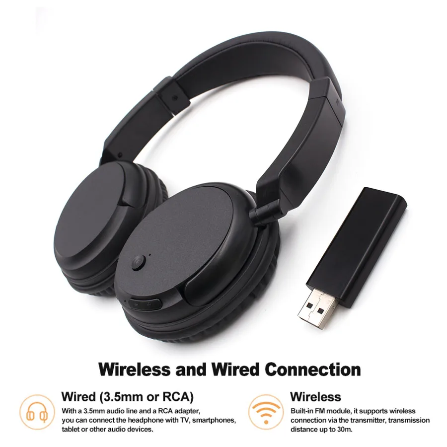 Günstig TV Wireless Headset Wiederaufladbare Multifunktions Stereo Kopfhörer Écouteur mit radio fm sender für TV PC Pad Handys MP3