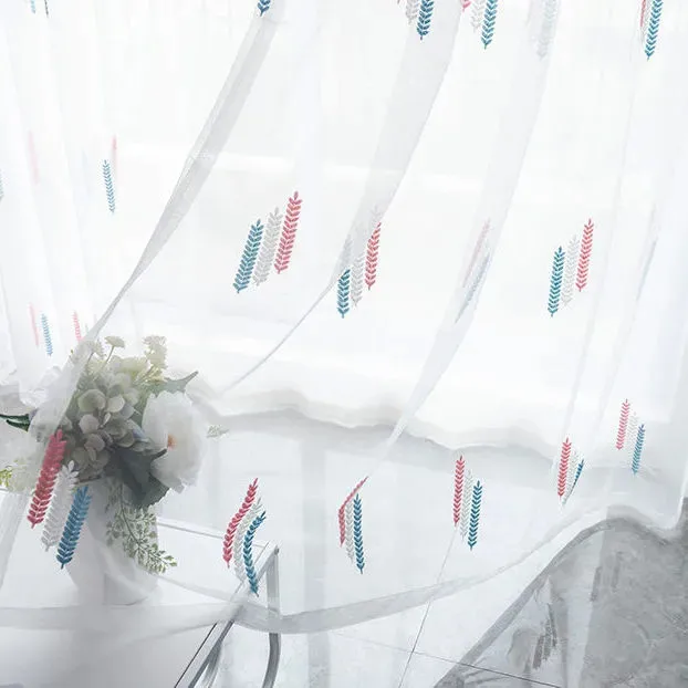 2022 Embroidered Tulle Curtains for Bedroom Voile Curtain Pastoral Sheer Curtain for Living Room Balcony Window Gauze