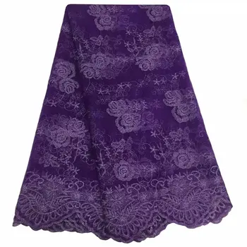 

Best Selling African Lace Fabric Purple Nigerian French Fabric 2019 High Quality 3D Flower Lace France Tulle Lace Wedding Party