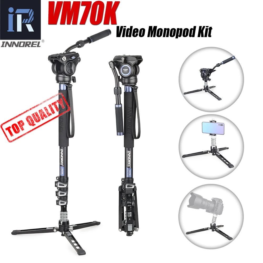  VM70K Professional Video Monopod Kit Unipod with Fluid Head Travel Tripod Stand for DSLR Camera Tel