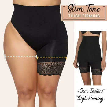 

Anti-Chafing Ice Silks Thigh Saver Lace High Waist Tummy Control Hips Up Shapewear Panty hh88