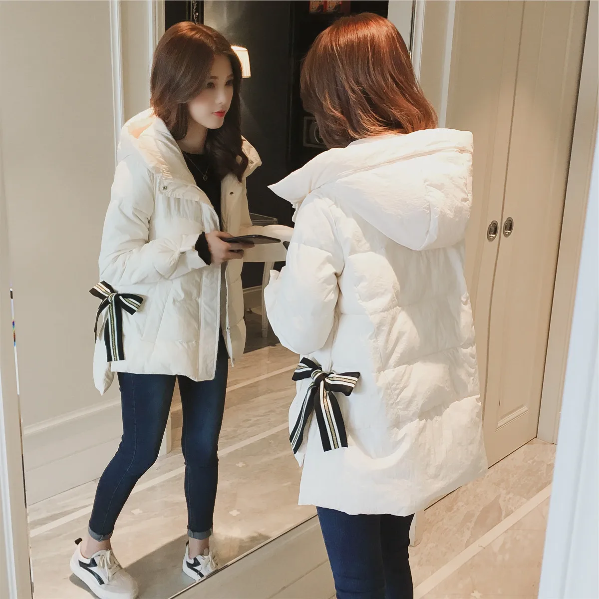

A Generation of Fat Winter Cotton Dress Women's Korean-style Ulzzang Cotton-padded Jacket Women's down Coat Loose Warm Cotton Ov