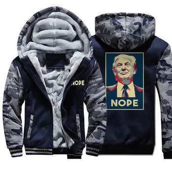 

Men trump print hooded hoodie camouflage plus velvet padded sweatshirt 2019 autumn winter warm comfortable casual jackets